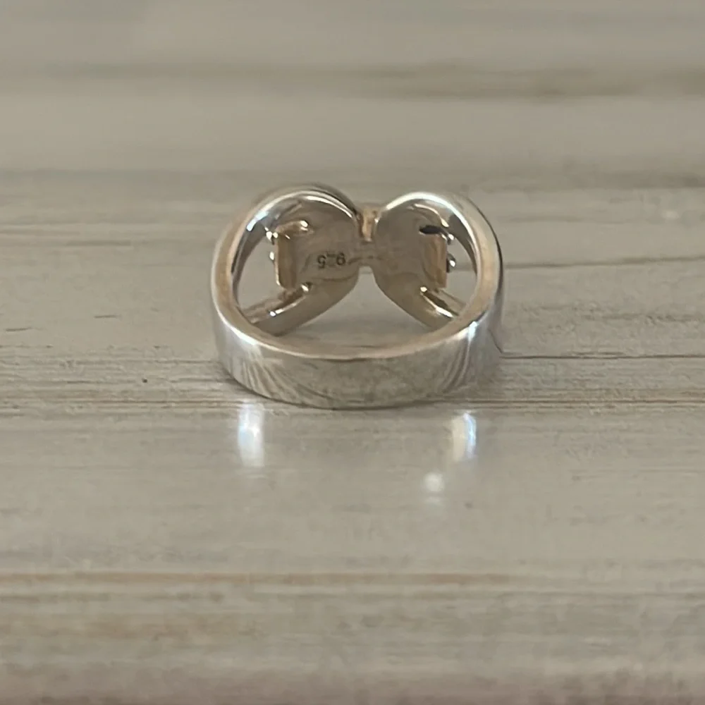 Michael Dawkins Sterling Silver Caviar Buckle Sculptural Ring